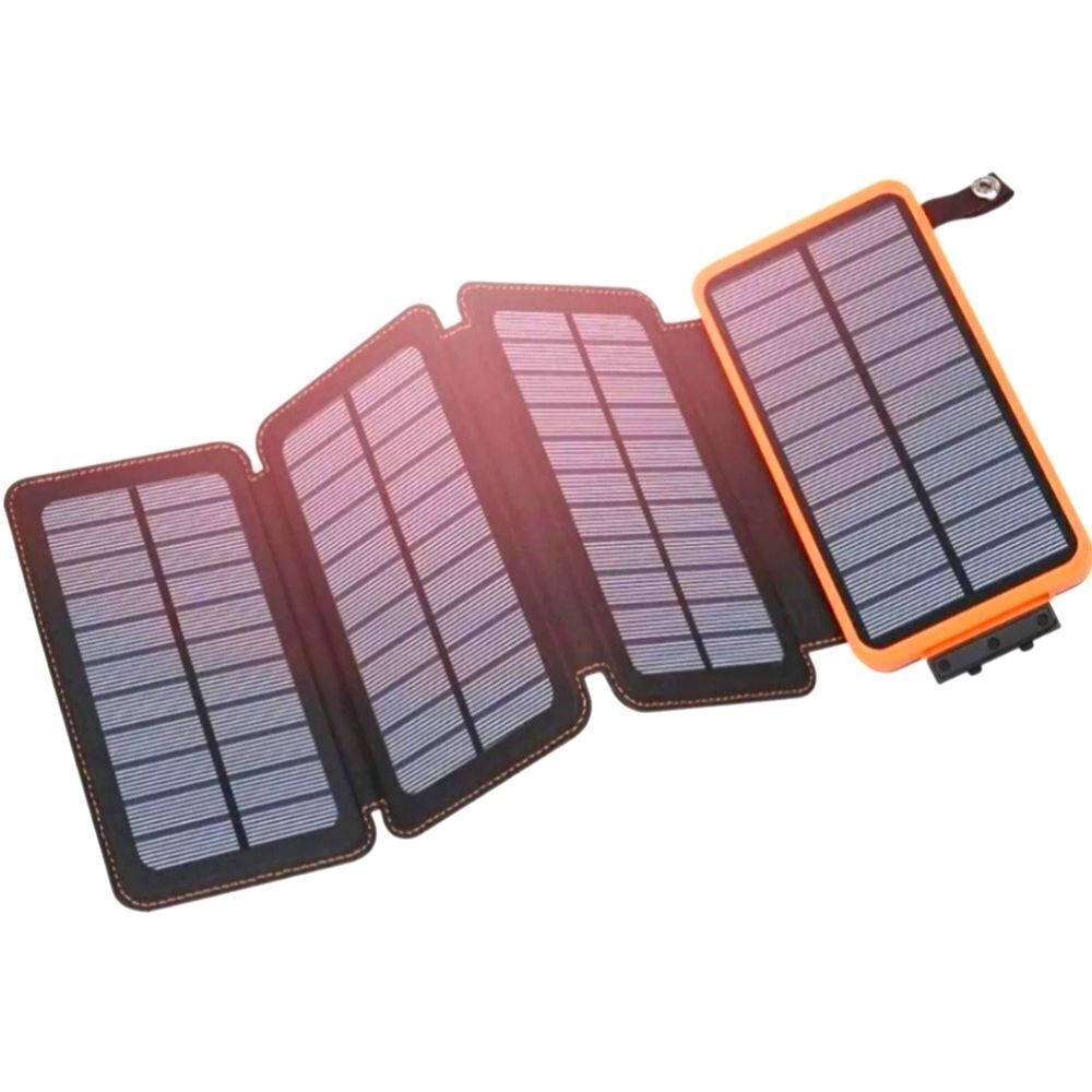 Solar Charger 25000mAh, Outdoor USB C Portable Power Bank with 4 Solar Panels, 3